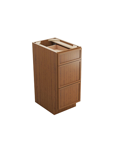 Petit Brown Shaker Svb1521 Three Drawer Base Cabinet Closed