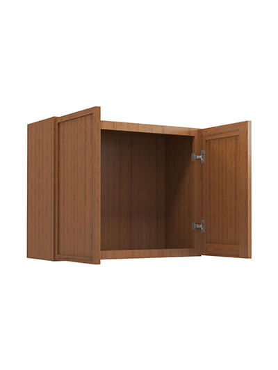 PR-W3024B: Petit Brown Shaker 30″ Double Door Bridge Wall Cabinet