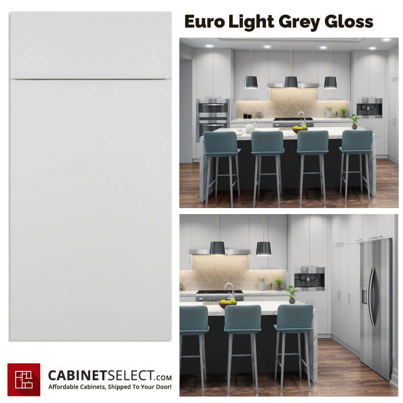 Euro Light Grey Gloss Cabinets – 10ft Run