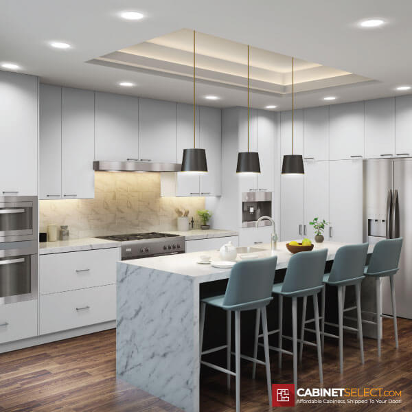 Euro Matte Light Grey Kitchen Cabinet Line Category | CabinetSelect.com