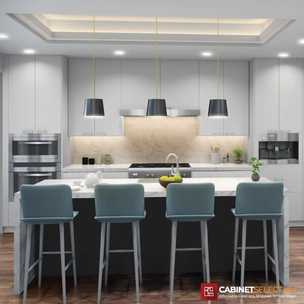 Euro Gloss Light Grey Kitchen Cabinet Line Category | CabinetSelect.com
