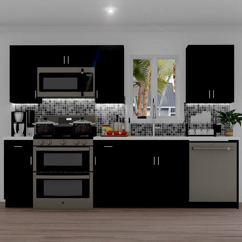 10ft Run Euro Black Matte Kitchen | Cabinetselect.com