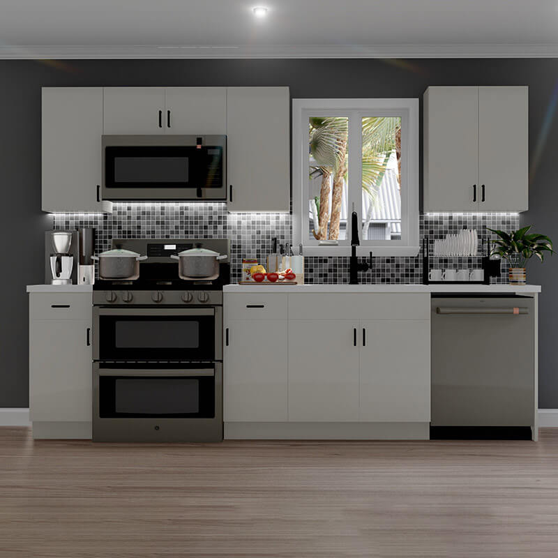 10ft Run Euro Cashmere Matte Kitchen Cabinet | Cabinetselect.com