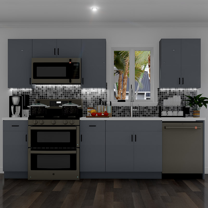 10ft Run Euro Gloss Grey Kitchen | Cabinetselect.com