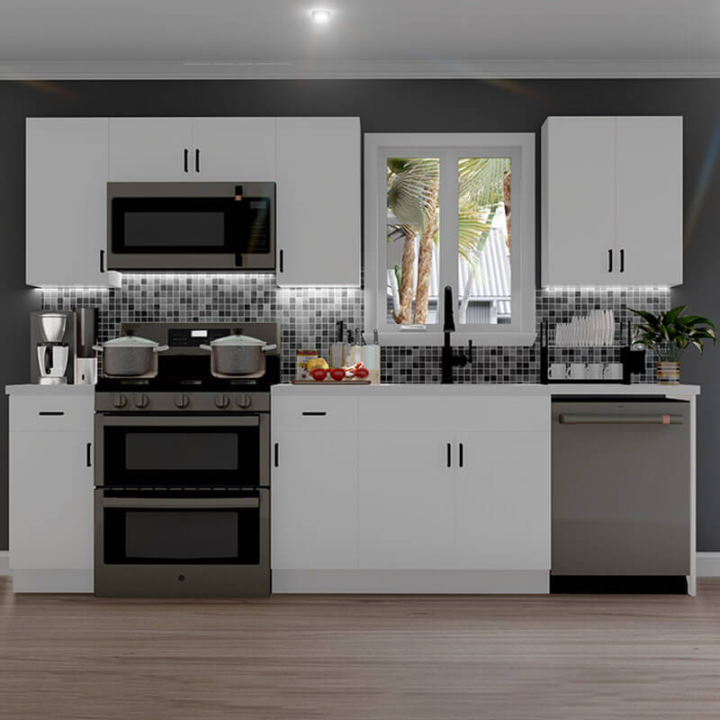 10ft Run Euro Gloss White Kitchen | Cabinetselect.com