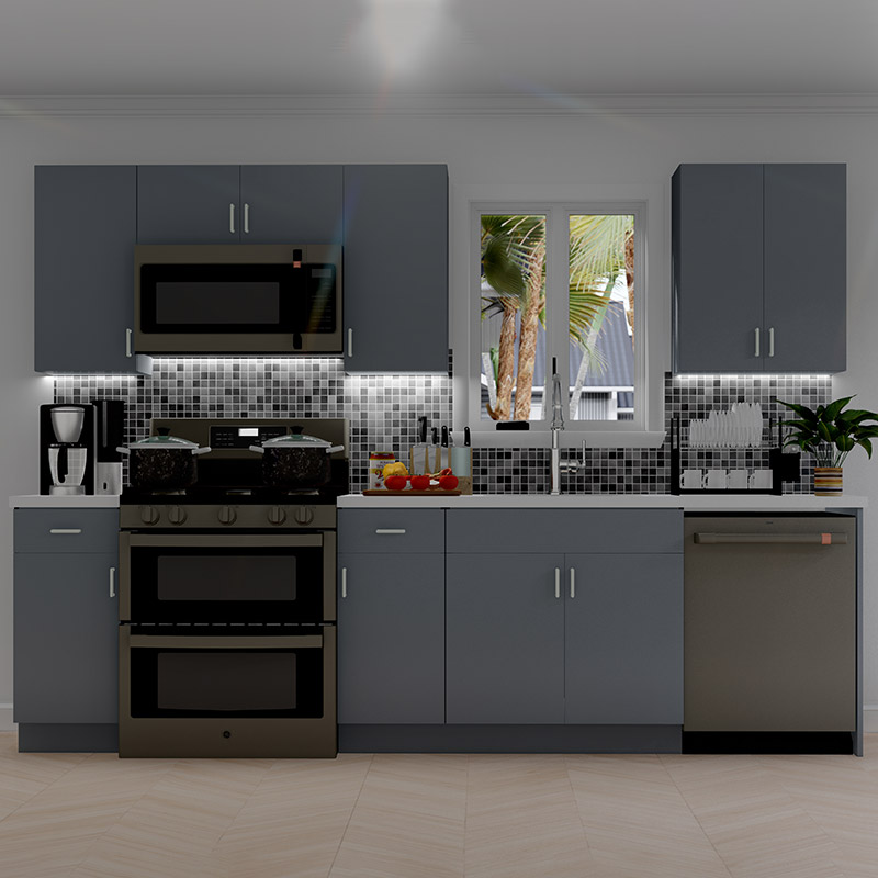 10ft Run Euro Matte Grey Kitchen | Cabinetselect.com