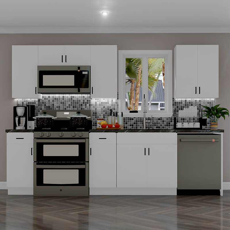 10ft Run Euro Matte White Kitchen Cabinet | Cabinetselect.com