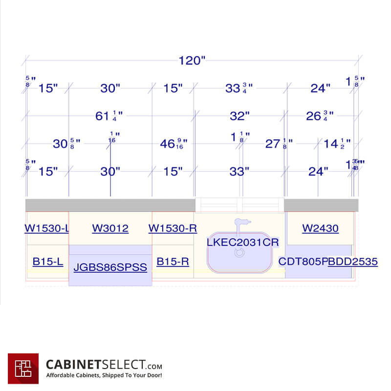 Euro Cabinets 10ft Run Kitchen Layout Cabinet Select | Cabinetselect.com