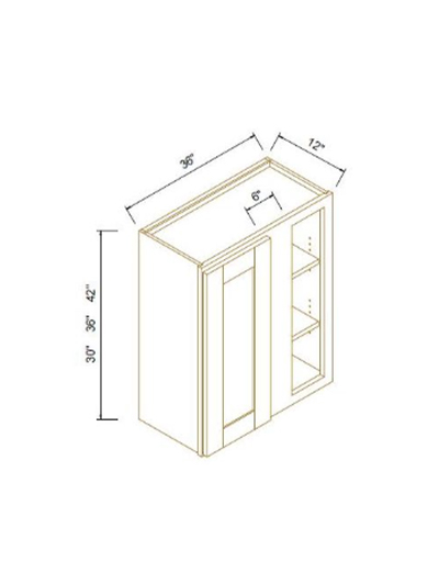 Avalon Slim Shaker Sage Green Wall Blind Corner Cabinet 36”W*30”H*12”D
