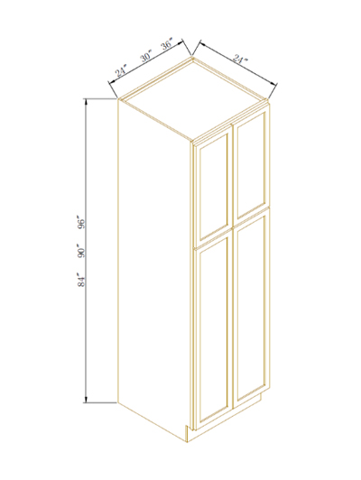 Avalon Slim Shaker Black Double Door Pantry Cabinet 30”W*96”H’*24”D