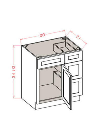 HE-V3021DR: Haven Ember 30″ Vanity Combo Bases Three Drawers Right