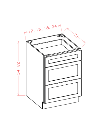 Shaker Honey 18 in. W x 21 in. D x 34.5 in. H Vanity Drawer Base