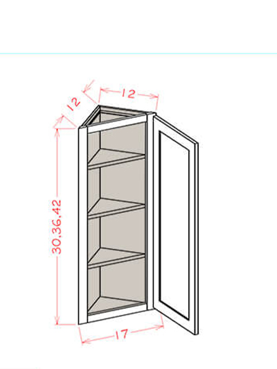 SU-AW1242: Ready-to-Finish Shaker 12″ Angle Wall Cabinet 42″ H