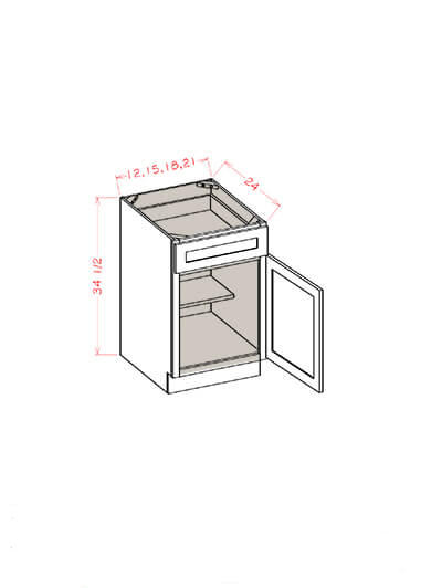 Shaker Honey 18 in. W x 24 in. D x 34.5 in. H Single Door Base Cabinet