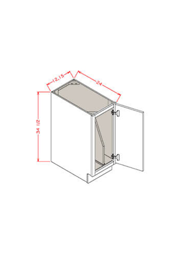 Shaker Honey 12 in. W x 24 in. D x 34.5 in. H Full Height Door Tray Divider Base Cabinet
