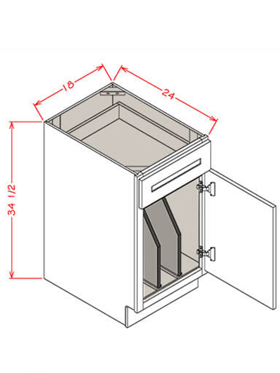 SU-B18TD: Ready-to-Finish Shaker 18″ Double Tray Divider Base Cabinet with Drawer