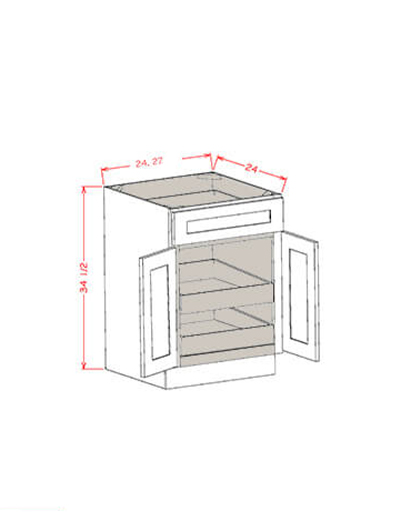 HE-B272RS: Haven Ember 27″ Double Door Single Drawer Two Rollout Shelf Base Kit