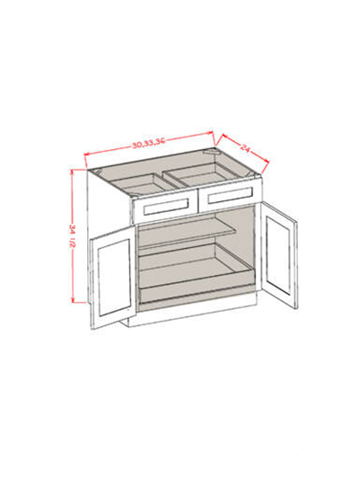 HE-B361RS: Haven Ember 36″ Double Door Double Drawer One Rollout Shelf Base Kit