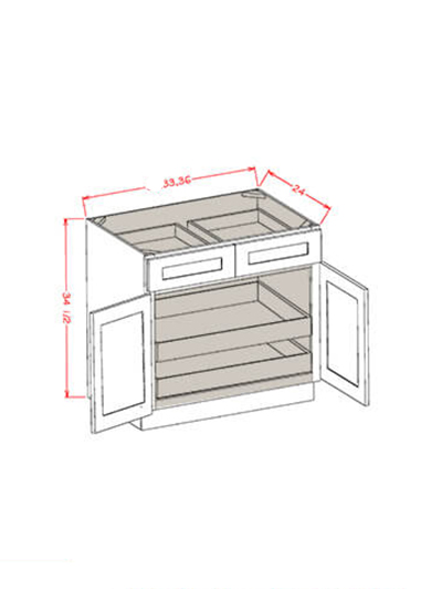 HE-B362RS: Haven Ember 36″ Double Door Double Drawer Two Rollout Shelf Base Kit