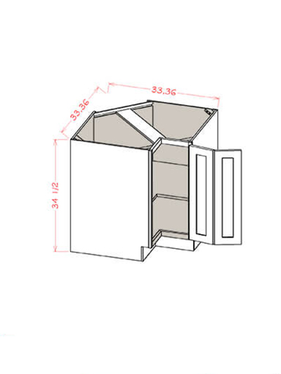 Shaker Honey 36 in. W x 24 in. D x 34.5 in. H Base Easy Reach Corner Cabinet