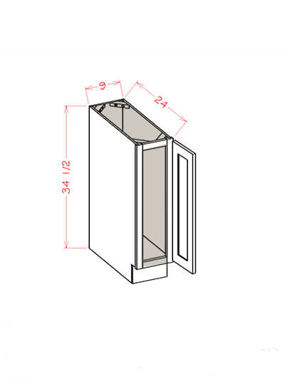 Shaker Honey 9 in. W x 24 in. D x 34.5 in. H Single Door Base Cabinet