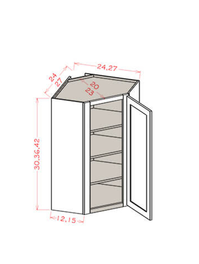 Shaker Honey 24 in. W x 12 in. D x 30 in. H Diagonal Wall Cabinet