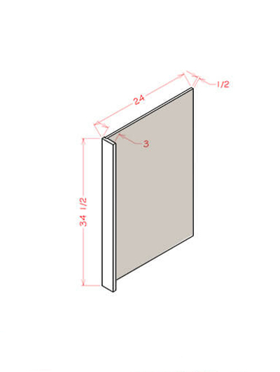 24 in. W x 3 in. D x 34.5 in. H Dishwasher End Panel – Shaker Honey