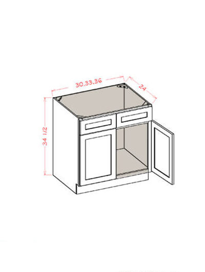 Shaker Honey 36 in. W x 24 in. D x 34.5 in. H Sink Base Cabinet