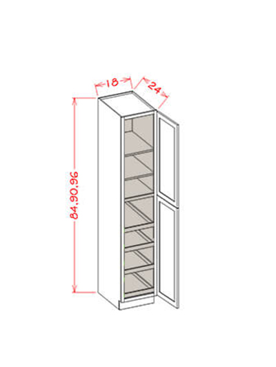 HE-U1896244RS: Haven Ember 18″ Two Door Utility, Four Rollout Shelf Cabinet 96″ H