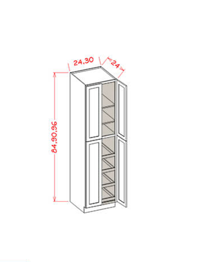 HE-U3096244RS: Haven Ember 30″ Four Door Utility, Four Rollout Shelf Cabinet 96″ H