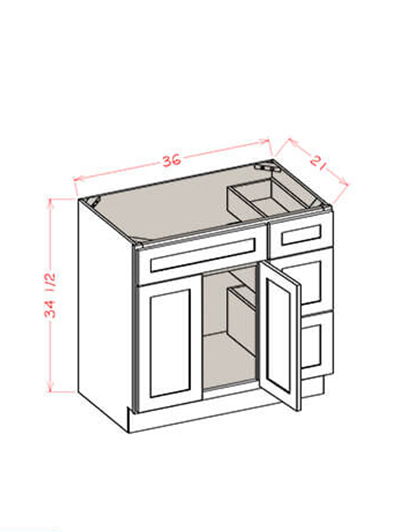 HE-V3621DR: Haven Ember 36″ Vanity Combo Bases Three Drawers Right