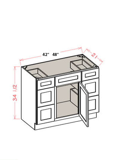 HE-VDDB48: Haven Ember 48″ Vanity Combo Bases Double Three Drawer Stack