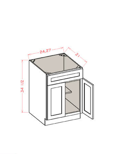 EW-VS24: Edgeline White 24″ Vanity Sink Base Double Door Single Drawer Front