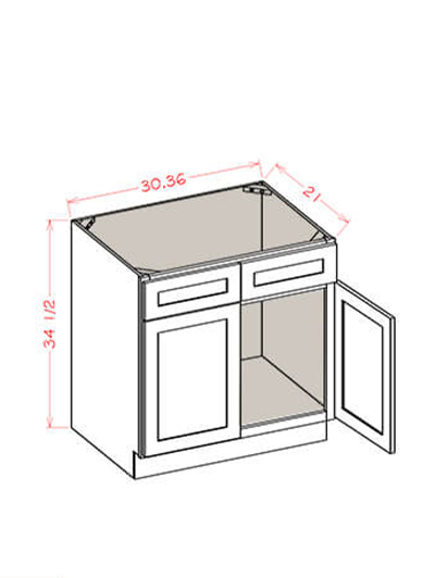 EW-VS36: Edgeline White 36″ Vanity Sink Base Double Door Double Drawer Front
