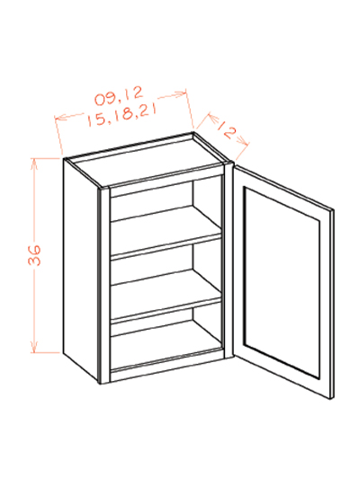 SU-W2136: Ready-to-Finish Shaker 21″ Single Door 36″ High Wall Cabinet