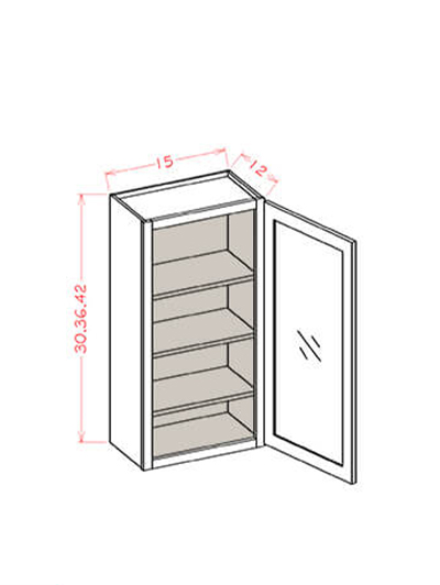 HS-W1542GD: Haven Sage 15″ Glass Door Wall Cabinet Single Door 42″ Tall