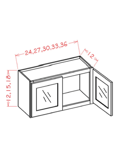 Shaker Black W2412gd Double Glass Door Wall Stacker Cabinet