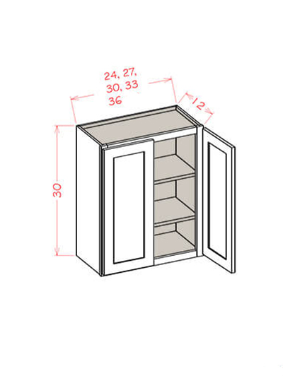 SU-W3630: Ready-to-Finish Shaker 36″ Double Door 30″ High Wall Cabinet