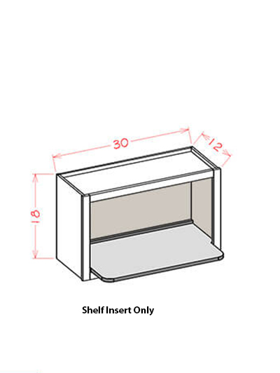SU-WMSSHELF: Ready-to-Finish Shaker Wall Open Cabinet Microwave Shelf Insert