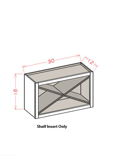 SU-WXRSHELF: Ready-to-Finish Shaker Wall Open Cabinet X Rack Insert