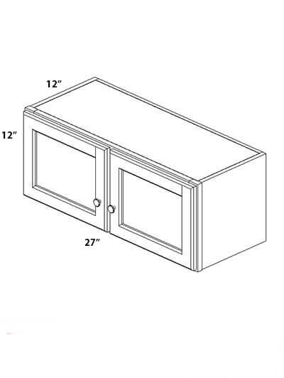 Champagne Shaker 27 in. W x 12 in. D x 12 in. H Double Door Bridge Wall Cabinet