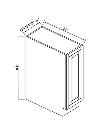 Inset Brown Slab Shaker Full Height Door Base Cabinet 18″W X 34.5″H X 25″D