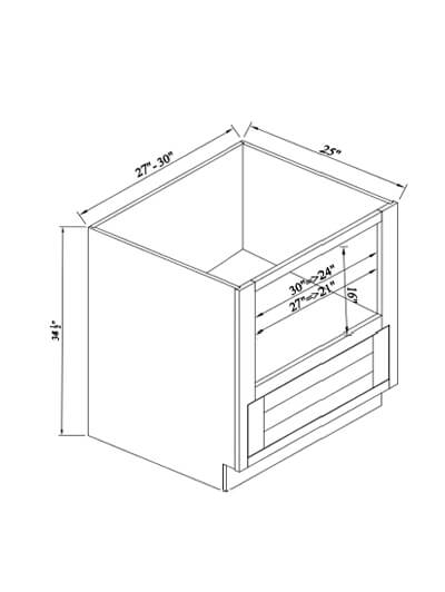 Inset White Slab Shaker Microwave Base Cabinet 27″ W X 34.5″ H X 25″ D