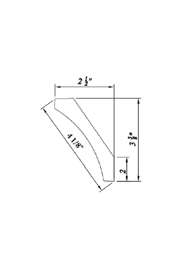 Inset Brown Slab Shaker Cove Molding 3 3/8″W X 2 1/2″D X 96″H