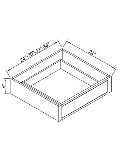 Inset White Slab Shaker Knee Drawer 36”W*22”D*6″H