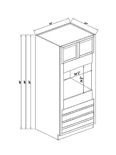 Inset Brown Slab Shaker Single Oven Cabinet 33″W*96″H*25″D
