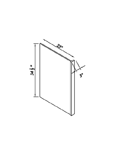 Inset White Slab Shaker Dishwasher Return End Panel 25″W X 1/2″D X 34.5″H