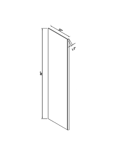 Inset White Slab Shaker Refrigerator End Panel 25″W*96”H*1/2″D (1.5”W Return)