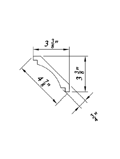 Inset White Slab Shaker Square Cove Molding 3 3/8″W * 3 3/8″D * 96″H