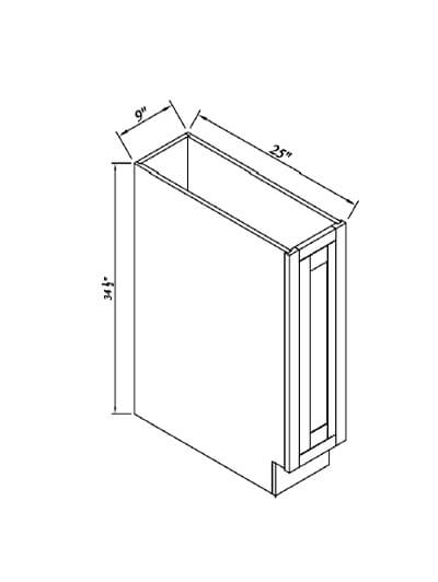 Inset Brown Slab Shaker Base Tray Cabinet 9”W*25”D*34-1/2”H FH